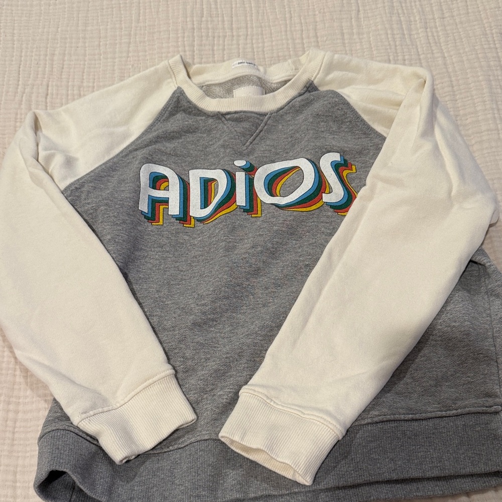 Mother Gray and White 'Adios' Sweatshirt